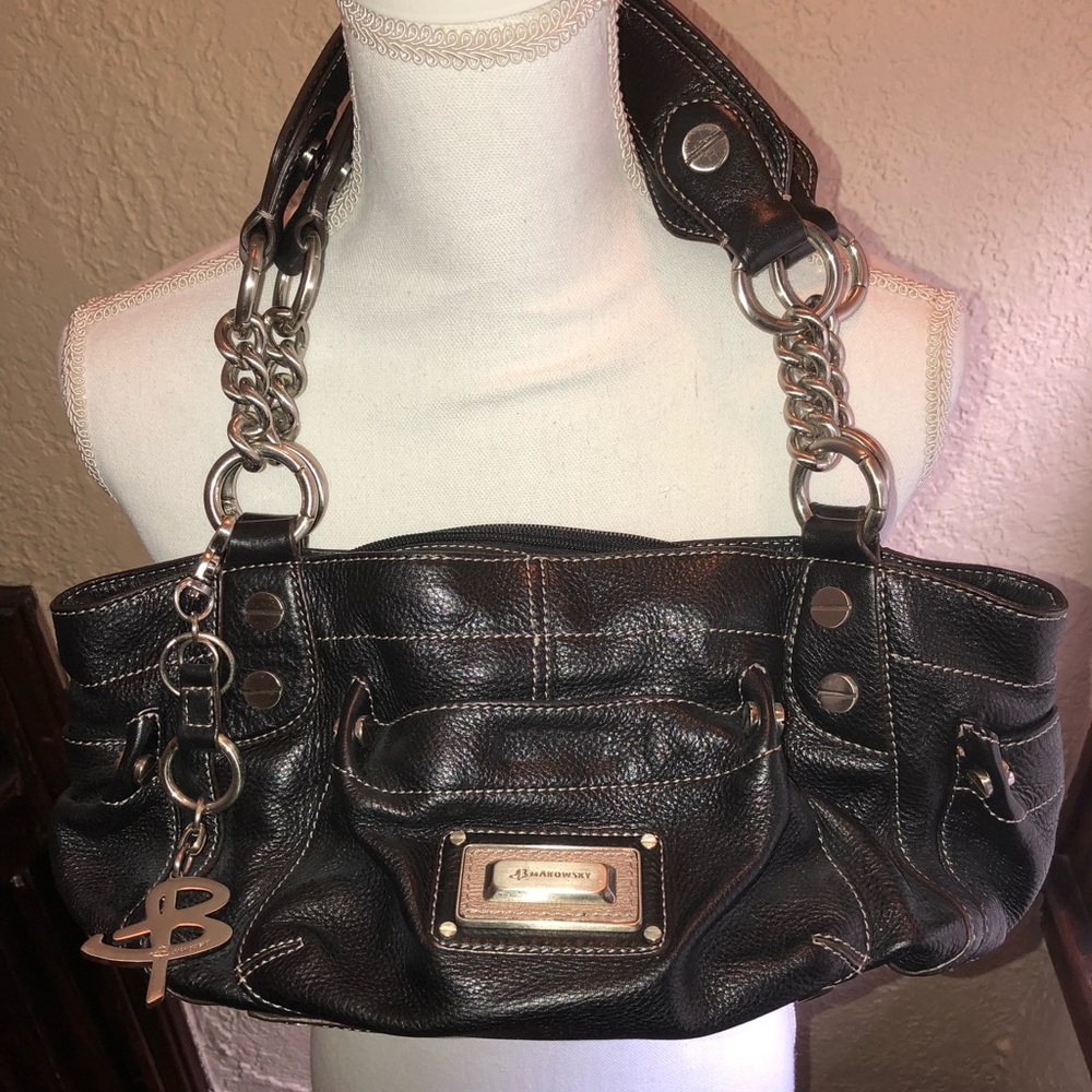 Black Leather B. Makowsky Bag